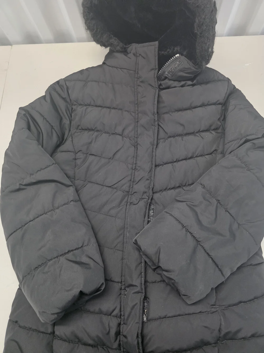The Children's Place Girls Black Hooded Puffer Jacket Full Zip Insulated Girl's